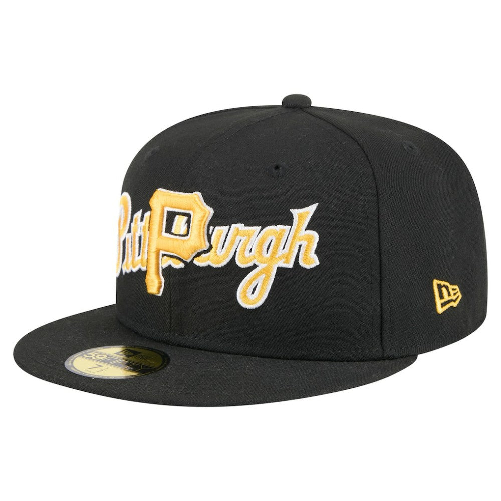 Black Pittsburgh Pirates New Era Overlap 59FIFTY Fitted Hat
