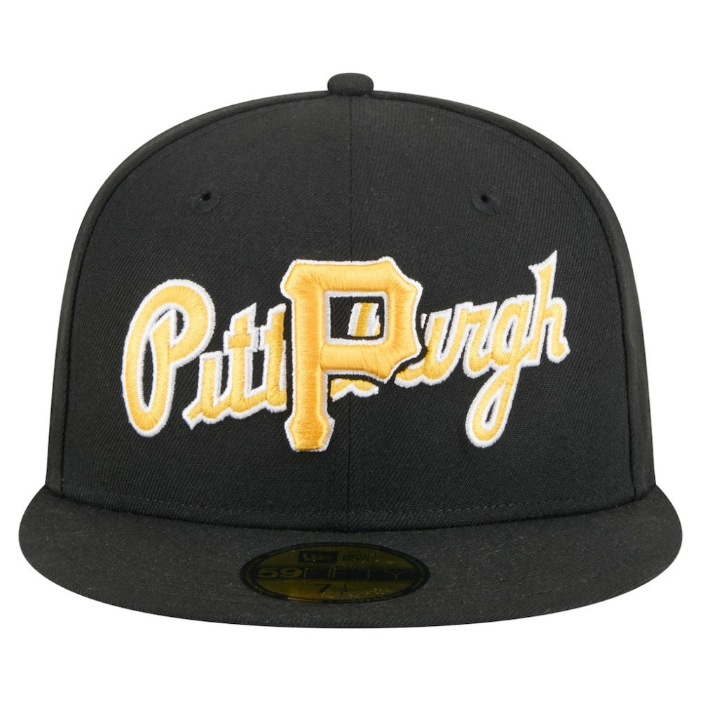 Black Pittsburgh Pirates New Era Overlap 59FIFTY Fitted Hat