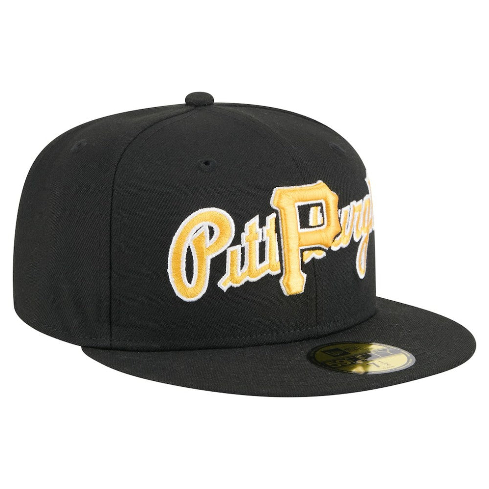 Black Pittsburgh Pirates New Era Overlap 59FIFTY Fitted Hat