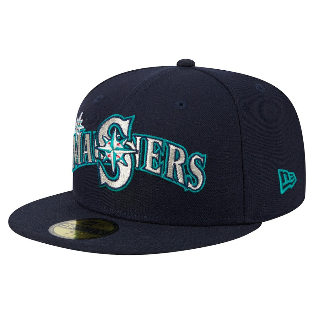 Navy Seattle Mariners New Era Overlap 59FIFTY Fitted Hat
