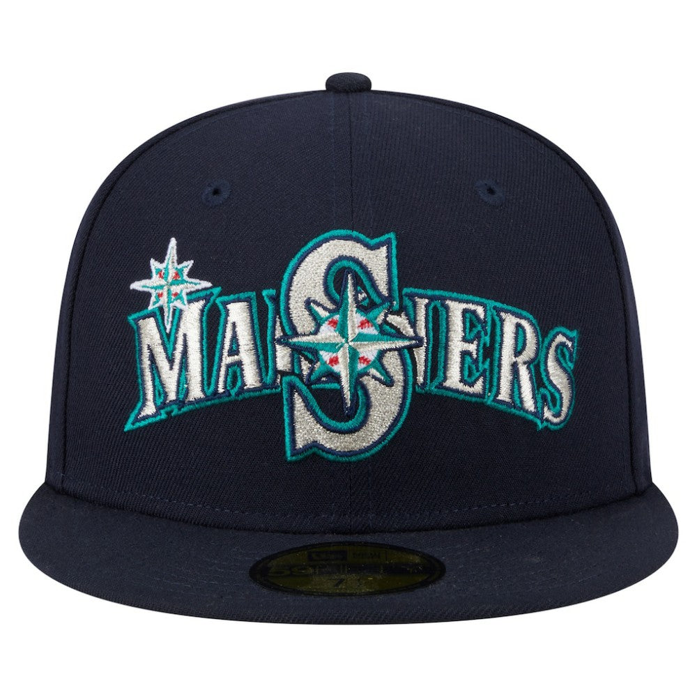 Navy Seattle Mariners New Era Overlap 59FIFTY Fitted Hat