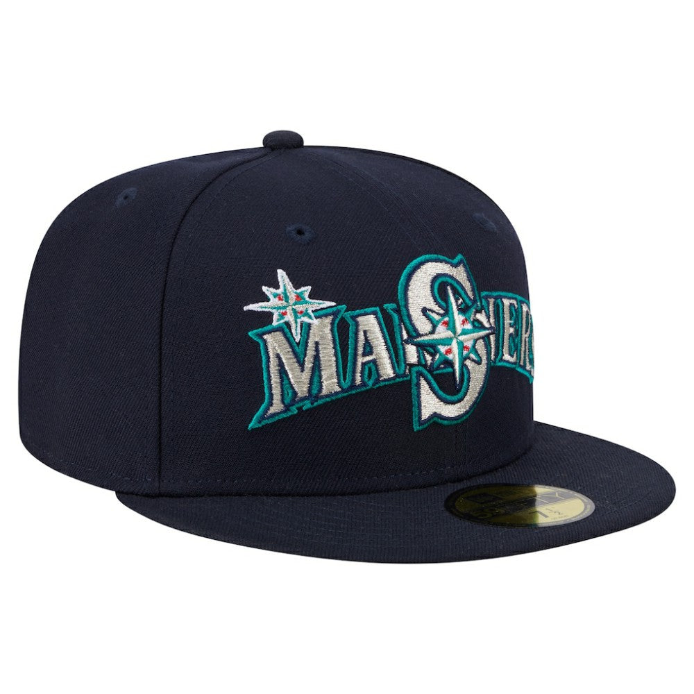 Navy Seattle Mariners New Era Overlap 59FIFTY Fitted Hat