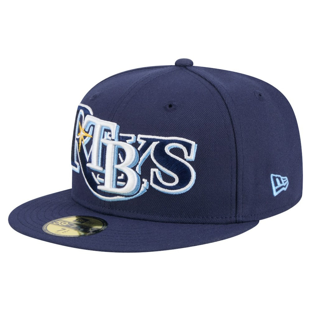 Navy Tampa Bay Rays New Era Overlap 59FIFTY Fitted Hat