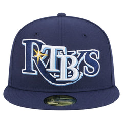 Navy Tampa Bay Rays New Era Overlap 59FIFTY Fitted Hat