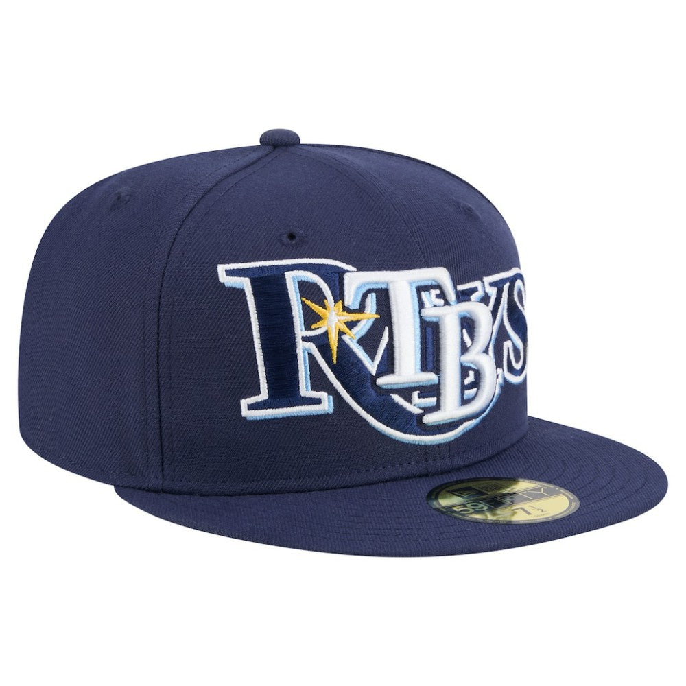Navy Tampa Bay Rays New Era Overlap 59FIFTY Fitted Hat
