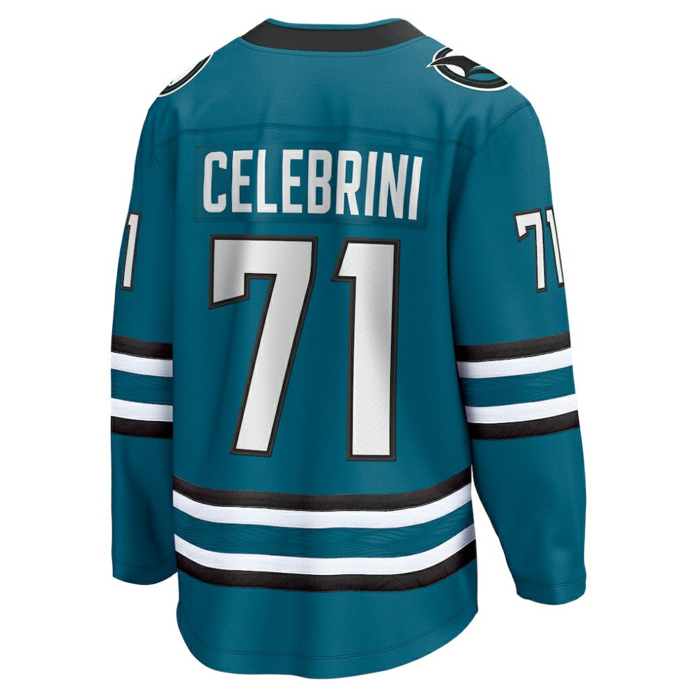 NHL Macklin Celebrini San Jose Sharks Fanatics Home Breakaway Jersey – Teal