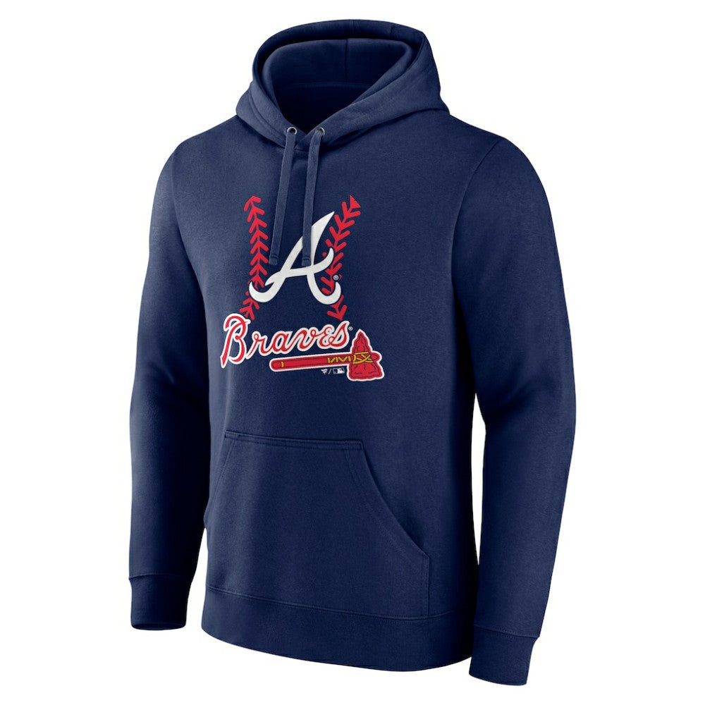 Navy Atlanta Braves Fastball Pullover Hoodie