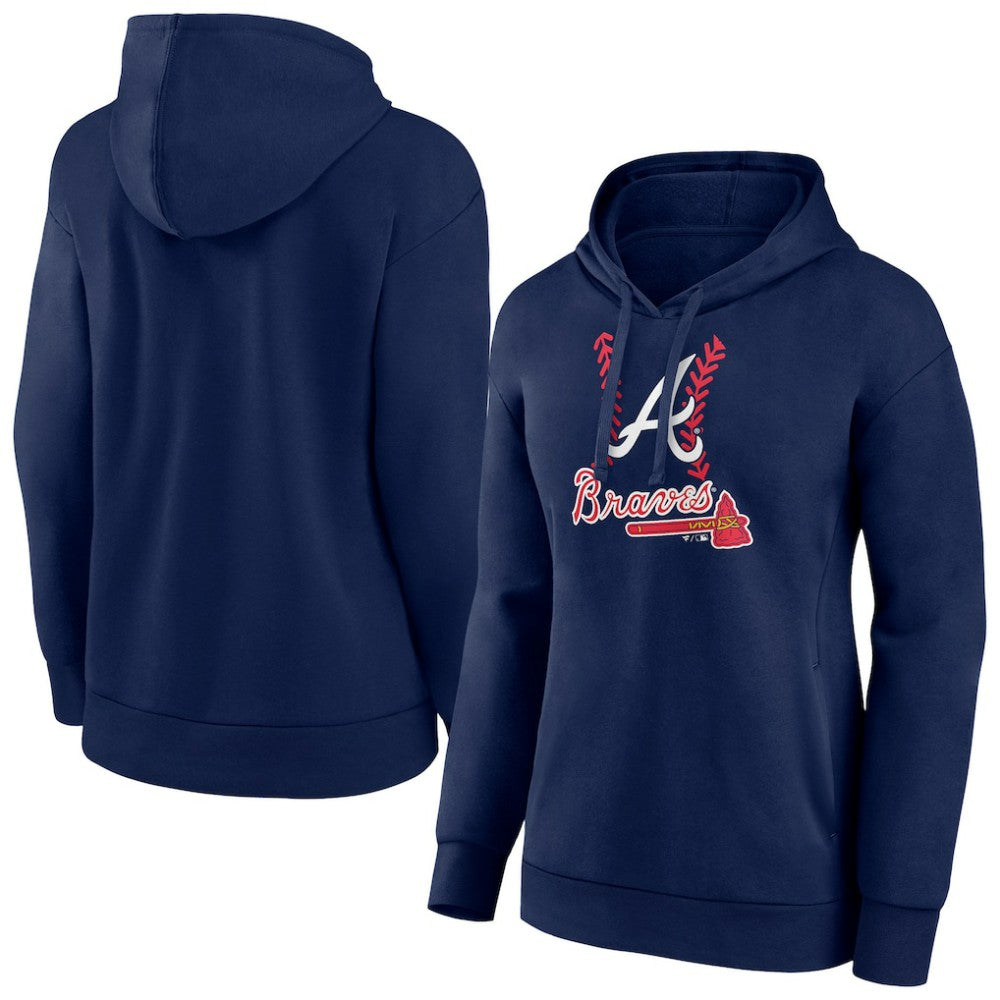 Navy Atlanta Braves Women's Fastball Pullover Hoodie