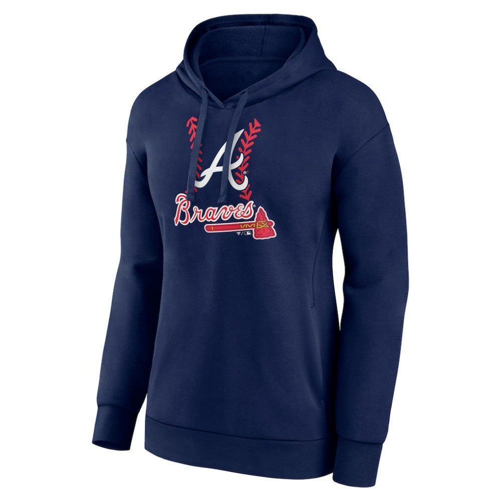 Navy Atlanta Braves Women's Fastball Pullover Hoodie