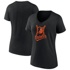 Black Baltimore Orioles Women's Fastball V-Neck T-Shirt