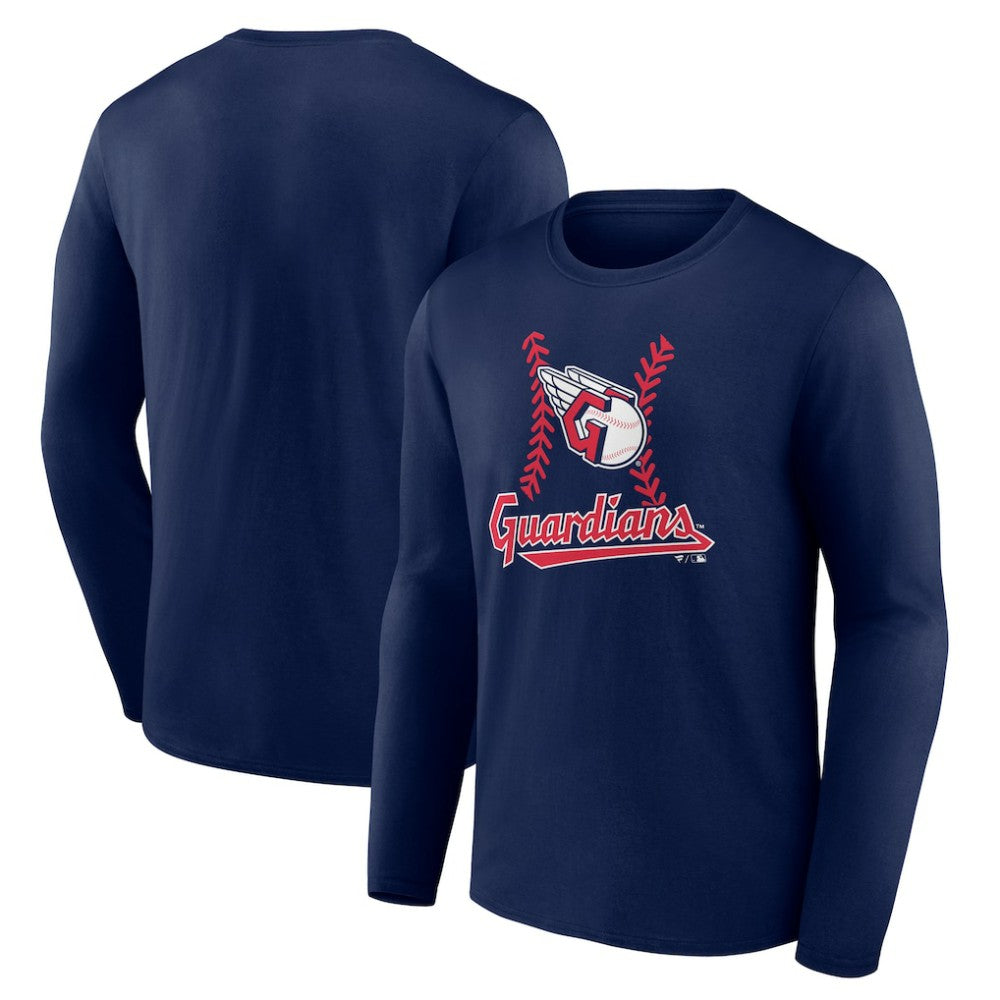 Navy Cleveland Guardians Fastball Long Sleeve T-Shirt