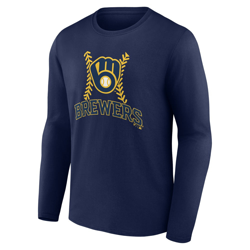 Navy Milwaukee Brewers Fastball Long Sleeve T-Shirt