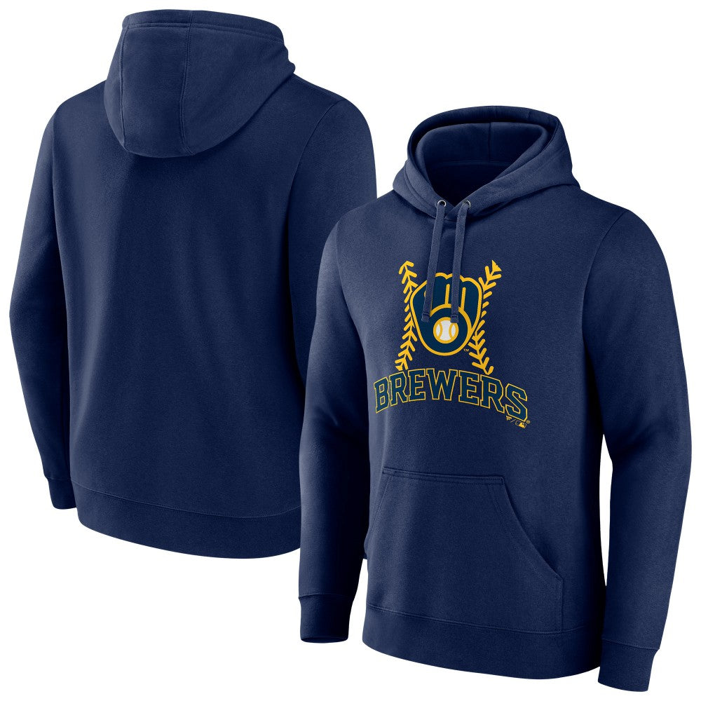 Navy Milwaukee Brewers Fastball Pullover Hoodie