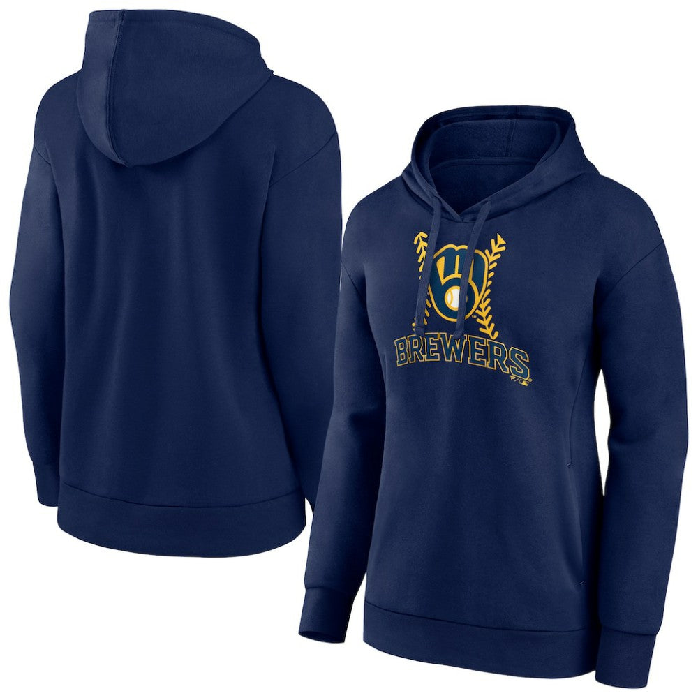 Navy Milwaukee Brewers Women's Fastball Pullover Hoodie