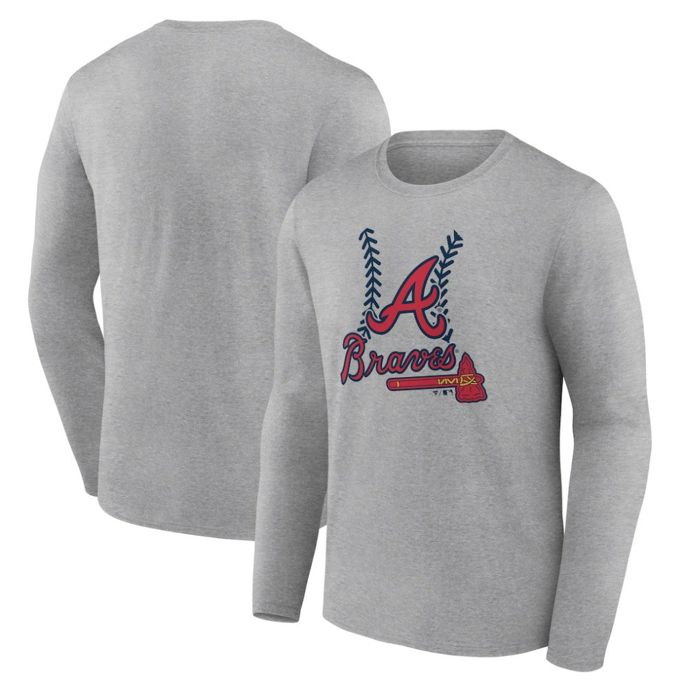 Gray Atlanta Braves Fastball Long Sleeve T-Shirt