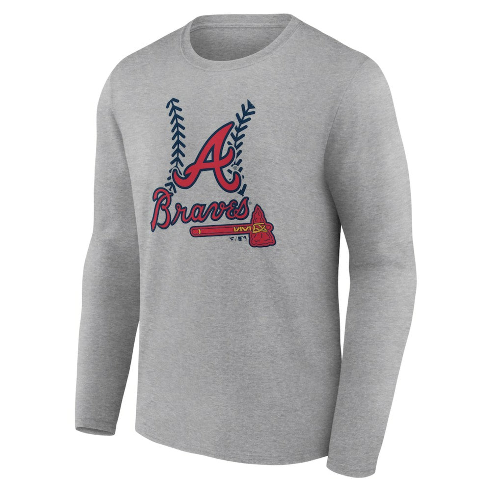 Gray Atlanta Braves Fastball Long Sleeve T-Shirt