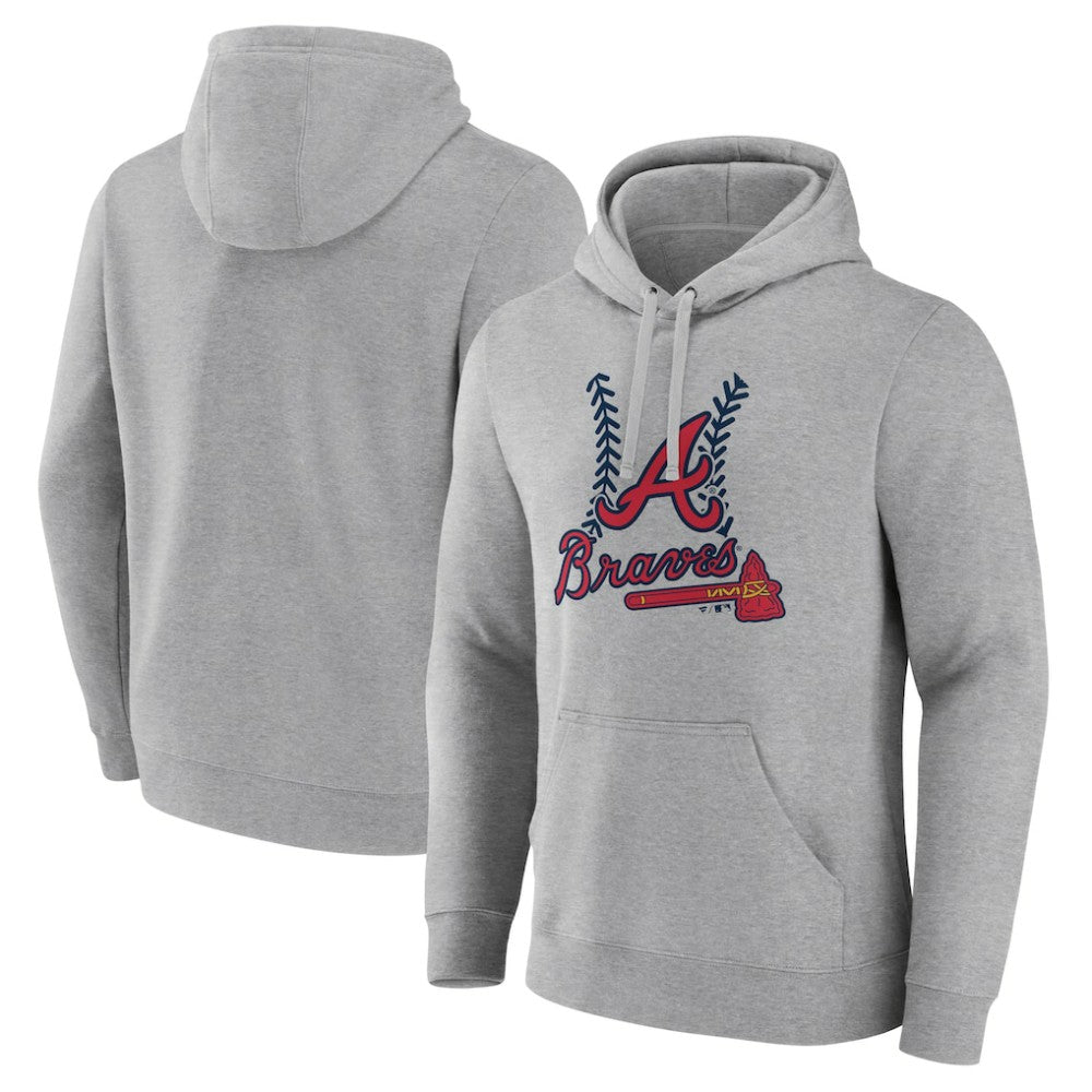 Gray Atlanta Braves Fastball Pullover Hoodie