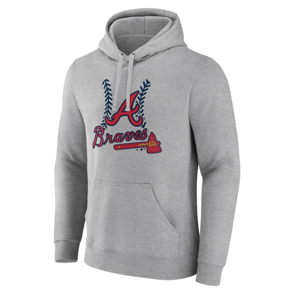 Gray Atlanta Braves Fastball Pullover Hoodie
