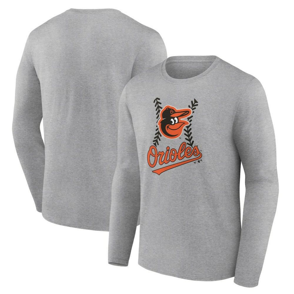 Gray Baltimore Orioles Fastball Long Sleeve T-Shirt