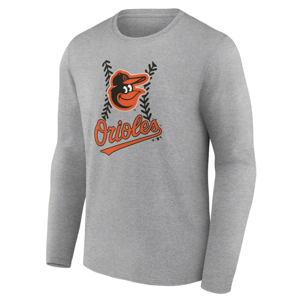 Gray Baltimore Orioles Fastball Long Sleeve T-Shirt