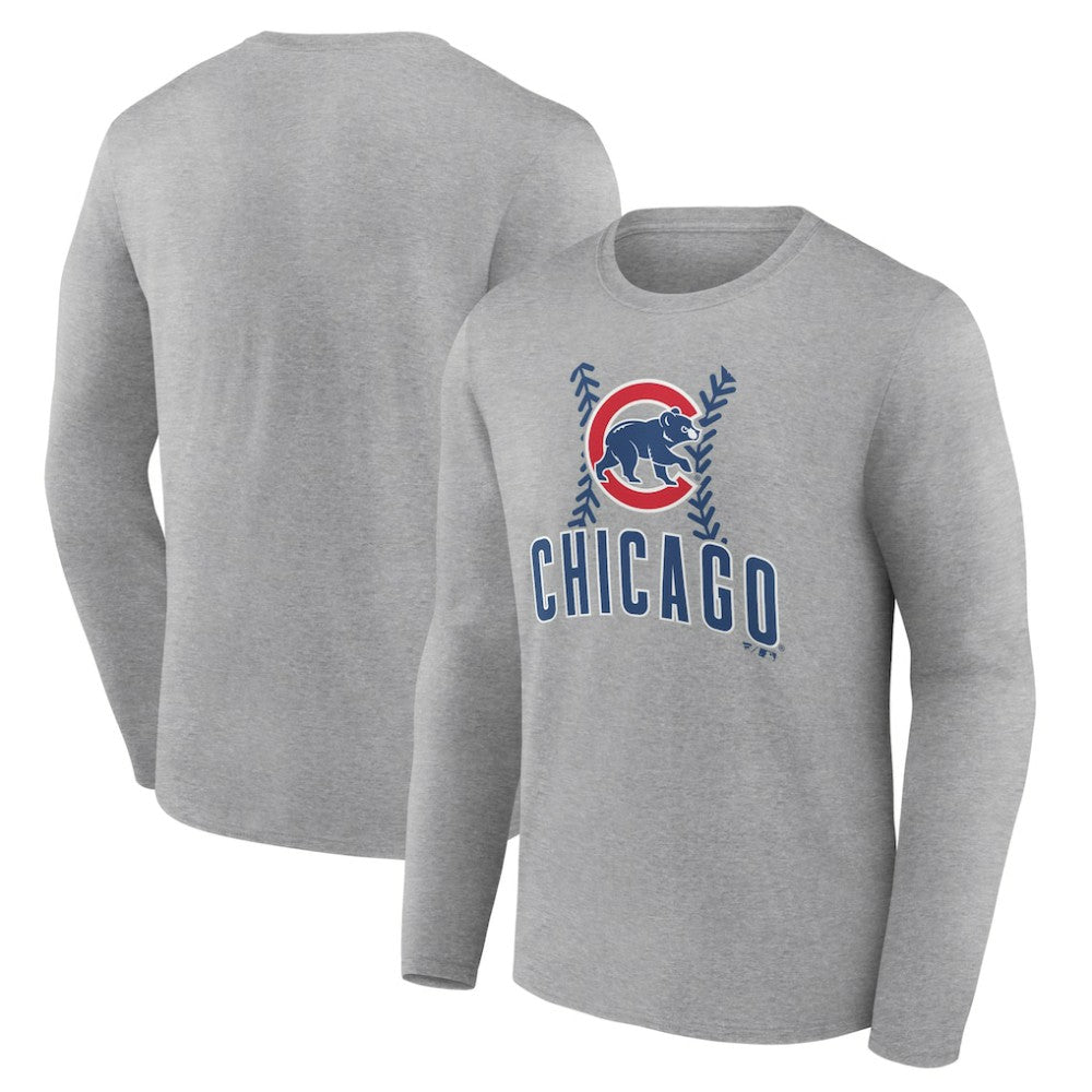 Gray Chicago Cubs Fastball Long Sleeve T-Shirt