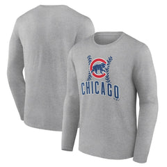 Gray Chicago Cubs Fastball Long Sleeve T-Shirt
