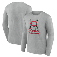 Gray Cincinnati Reds Fastball Long Sleeve T-Shirt