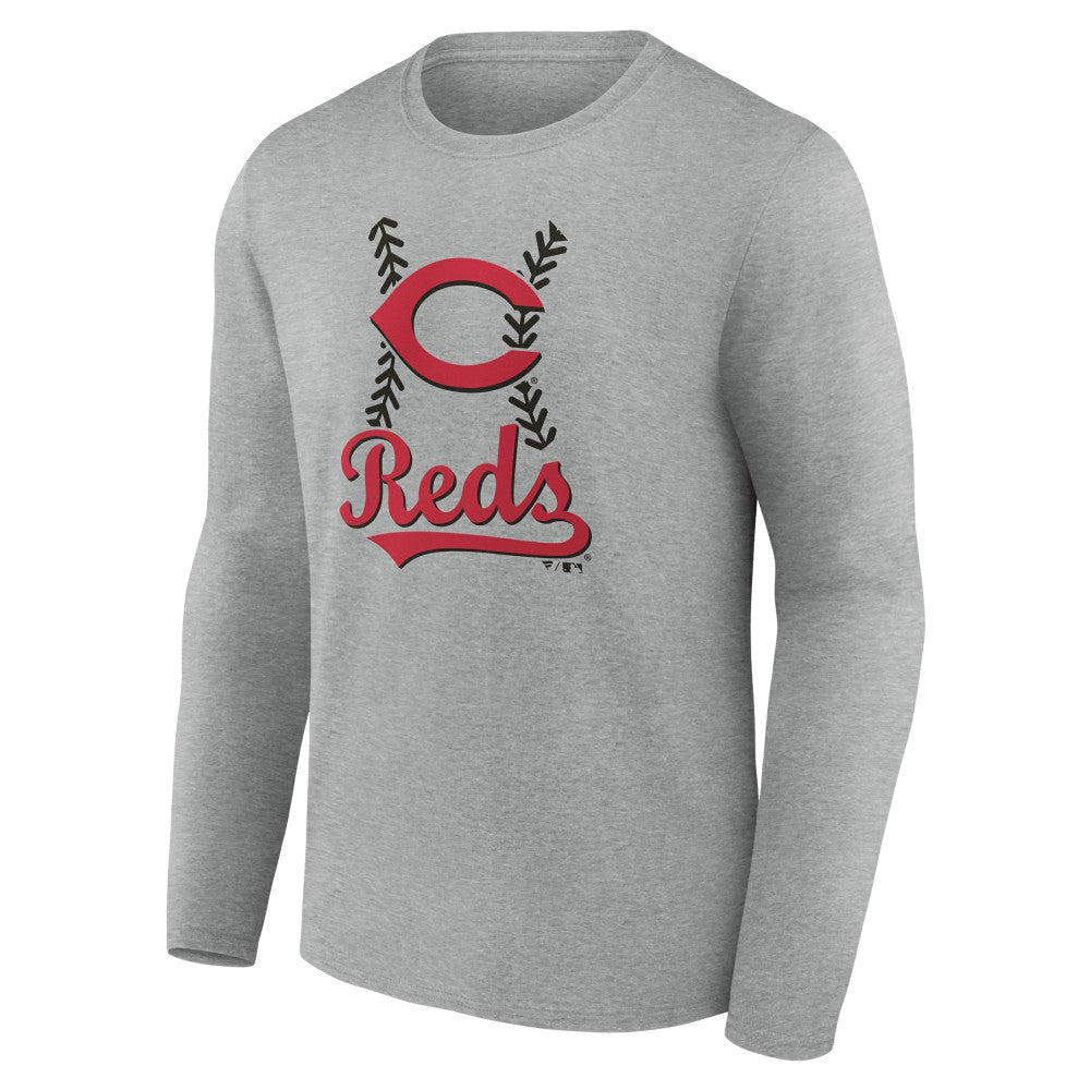 Gray Cincinnati Reds Fastball Long Sleeve T-Shirt