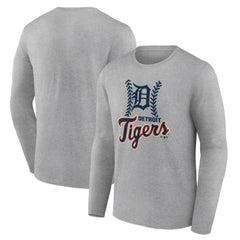 Gray Detroit Tigers Fastball Long Sleeve T-Shirt