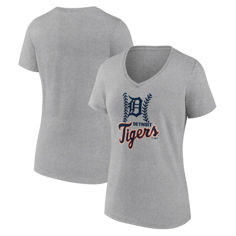 Gray Detroit Tigers Women's Fastball V-Neck T-Shirt