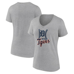 Gray Detroit Tigers Women's Fastball V-Neck T-Shirt