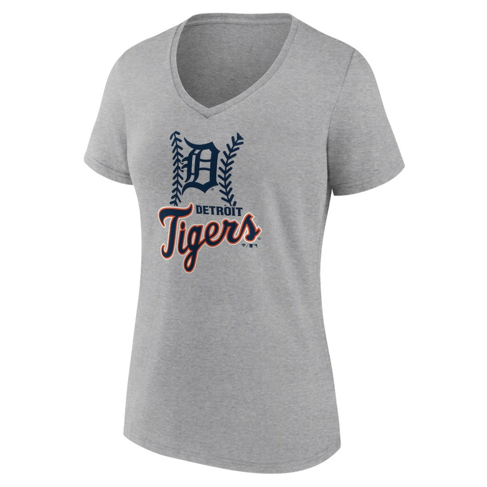 Gray Detroit Tigers Women's Fastball V-Neck T-Shirt