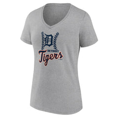 Gray Detroit Tigers Women's Fastball V-Neck T-Shirt