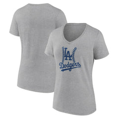 Gray Los Angeles Dodgers Women's Fastball V-Neck T-Shirt