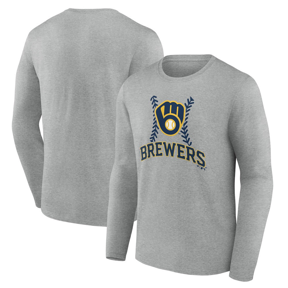 Gray Milwaukee Brewers Fastball Long Sleeve T-Shirt