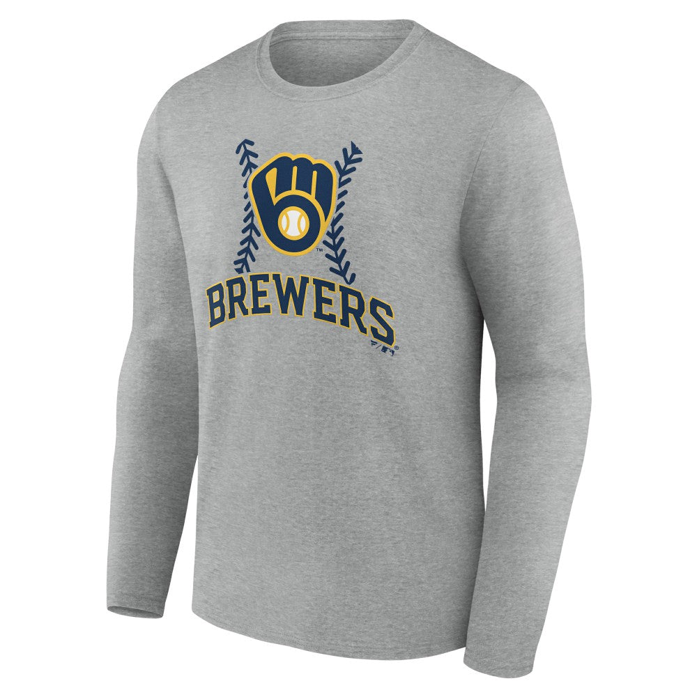 Gray Milwaukee Brewers Fastball Long Sleeve T-Shirt