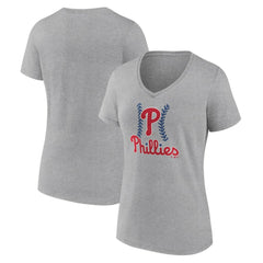 Gray Philadelphia Phillies Women's Fastball V-Neck T-Shirt