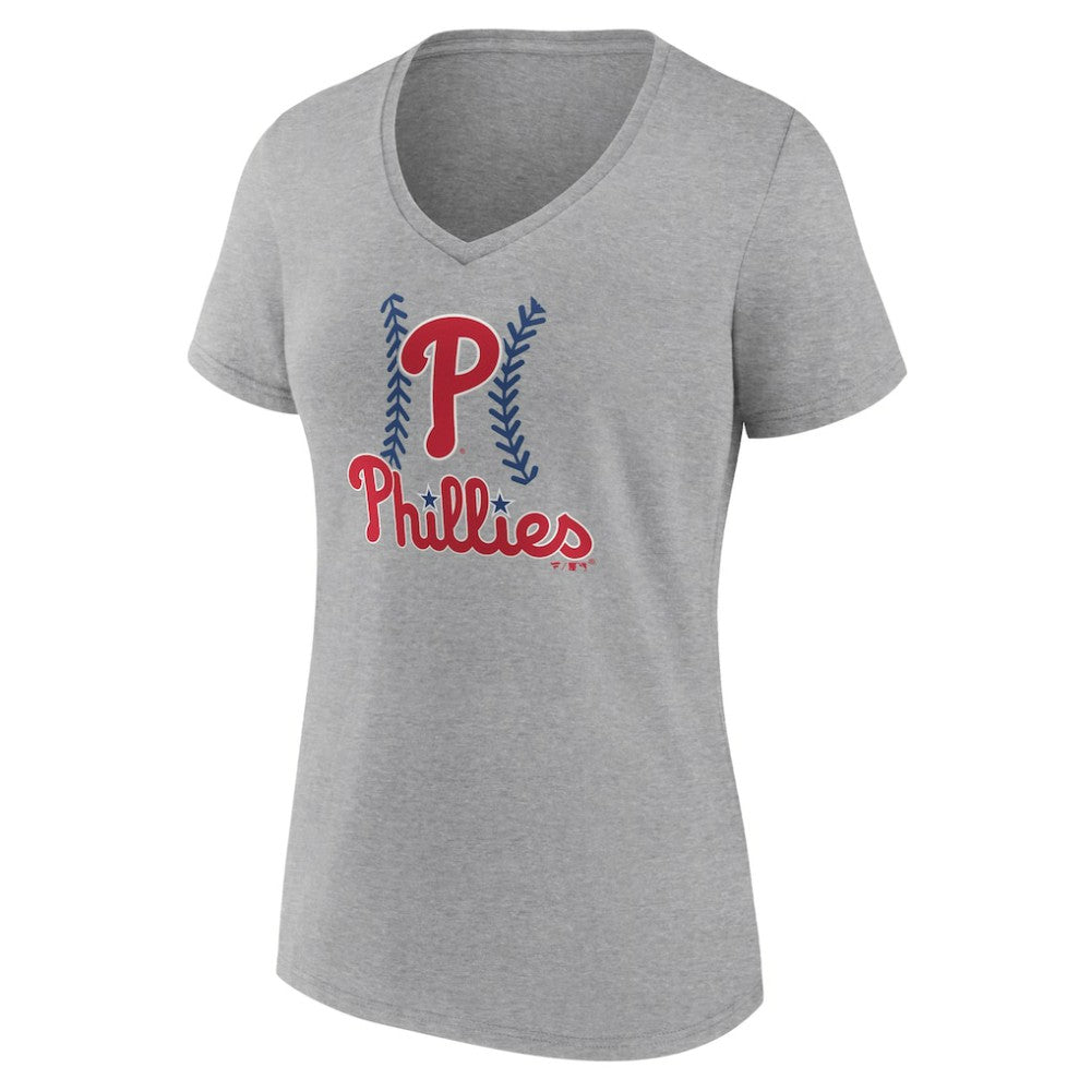 Gray Philadelphia Phillies Women's Fastball V-Neck T-Shirt