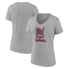 Gray St. Louis Cardinals Women's Fastball V-Neck T-Shirt