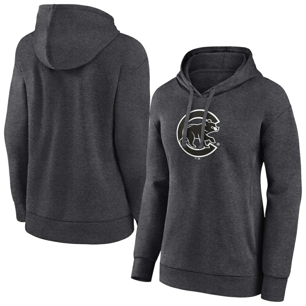 Charcoal Chicago Cubs Women's Monochrome Pullover Hoodie