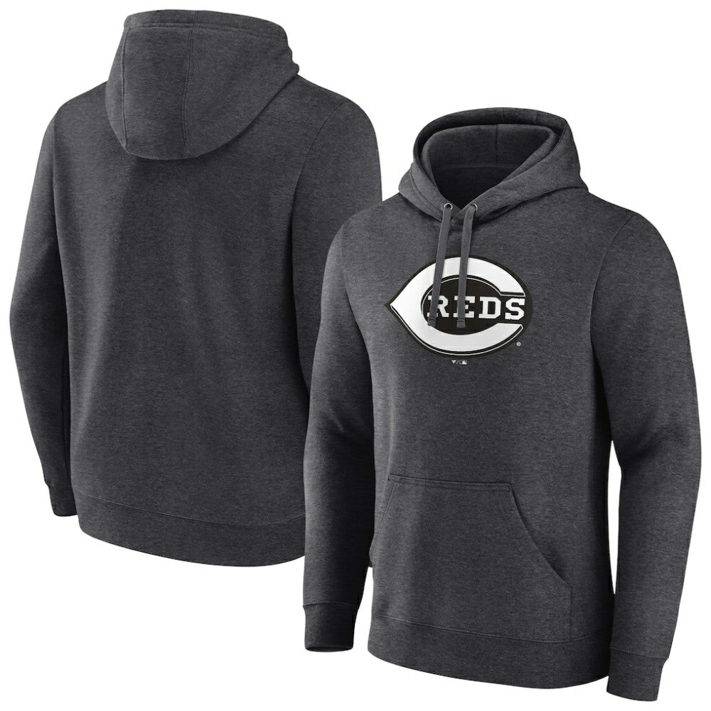 Charcoal Cincinnati Reds Monochrome Pullover Hoodie