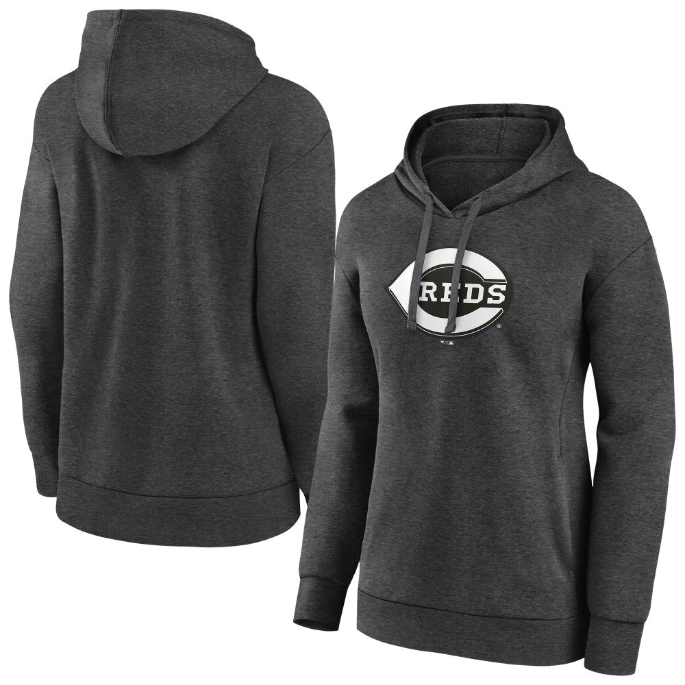 Charcoal Cincinnati Reds Women's Monochrome Pullover Hoodie