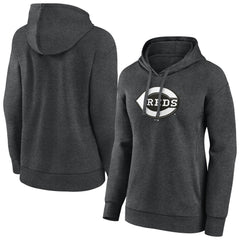 Charcoal Cincinnati Reds Women's Monochrome Pullover Hoodie