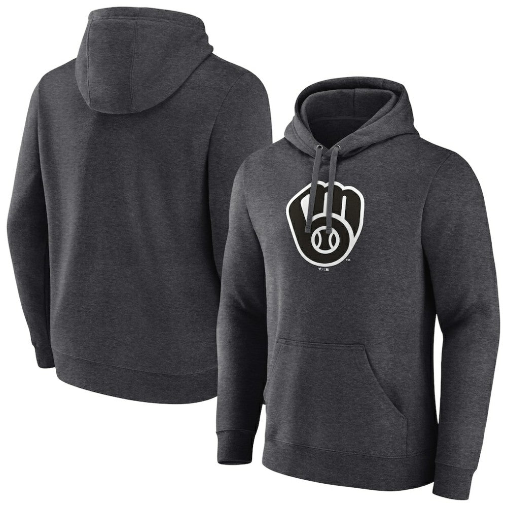 Charcoal Milwaukee Brewers Monochrome Pullover Hoodie