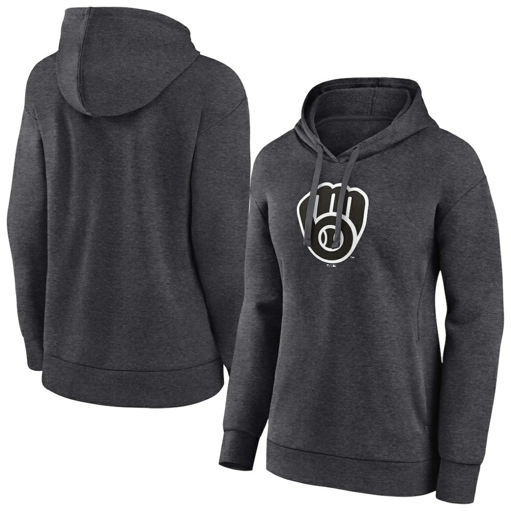 Charcoal Milwaukee Brewers Women's Monochrome Pullover Hoodie