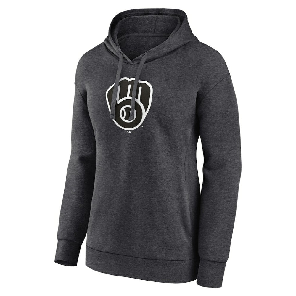 Charcoal Milwaukee Brewers Women's Monochrome Pullover Hoodie