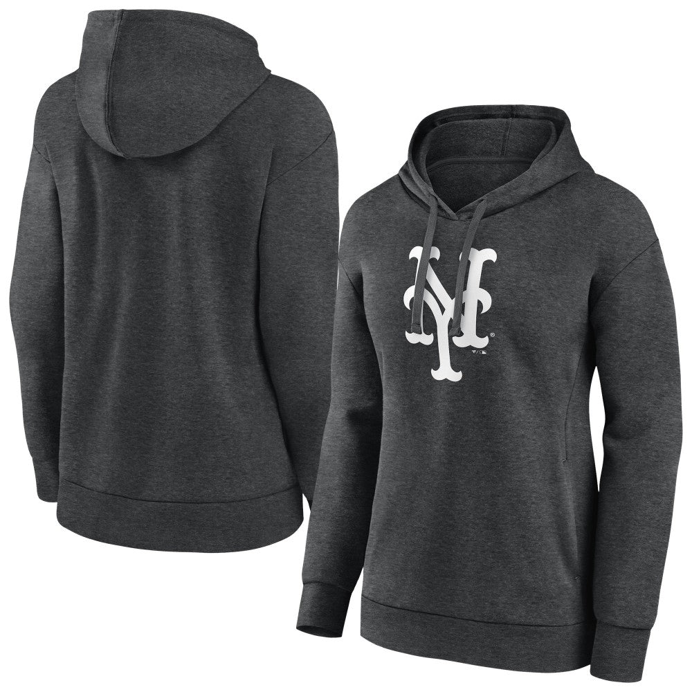 Charcoal New York Mets Women's Monochrome Pullover Hoodie