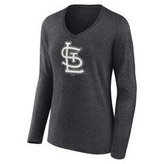Charcoal St. Louis Cardinals Women's Monochrome Long Sleeve V-Neck T-Shirt