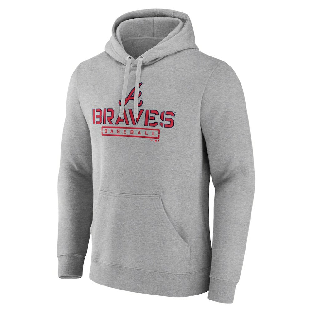 Gray Atlanta Braves Evanston Stencil Pullover Hoodie