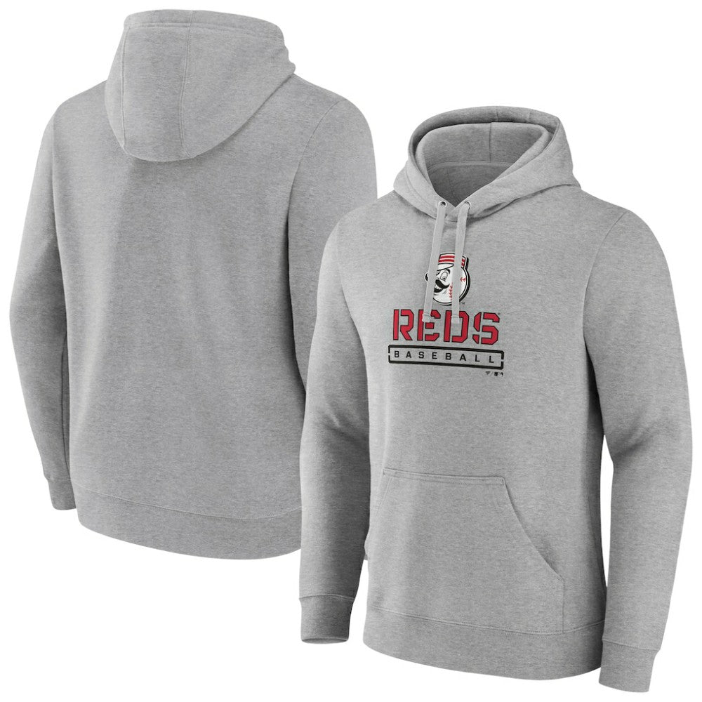 Gray Cincinnati Reds Evanston Stencil Pullover Hoodie